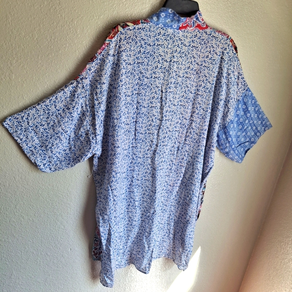 GAP Boho Festival Bandana Patchwork Kimono Cardigan Duster  Small Medium Robe - Picture 7 of 10